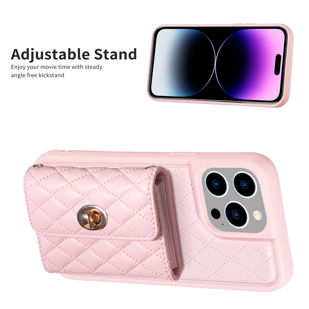 BF21-stil PU-læder TPU-cover til iPhone 14 Pro Anti-Drop telefoncover med kortholderstrop BF21-stil PU-læder TPU-cover til iPhone 14 Pro Anti-Drop telefoncover med kortholderstrop